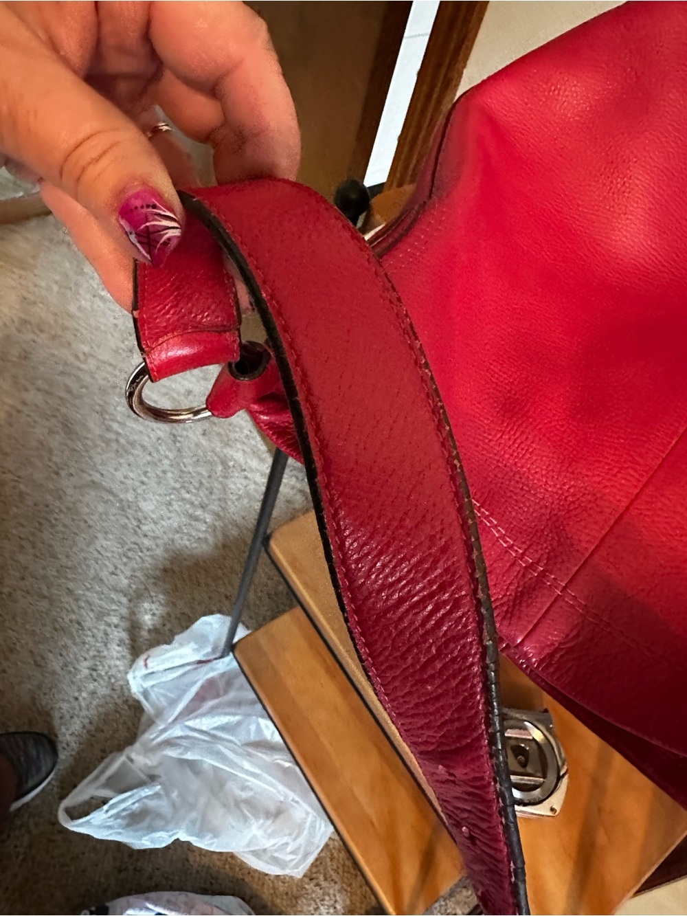 Coach Penelope Hobo Bag | Red Pebbled Leather F16535 - Picture 7 of 9
